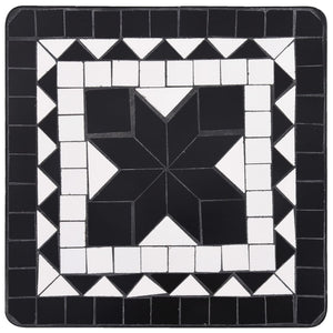 Tavolino di Servizio con Mosaico Nero e Bianco in Ceramica cod mxl 69457