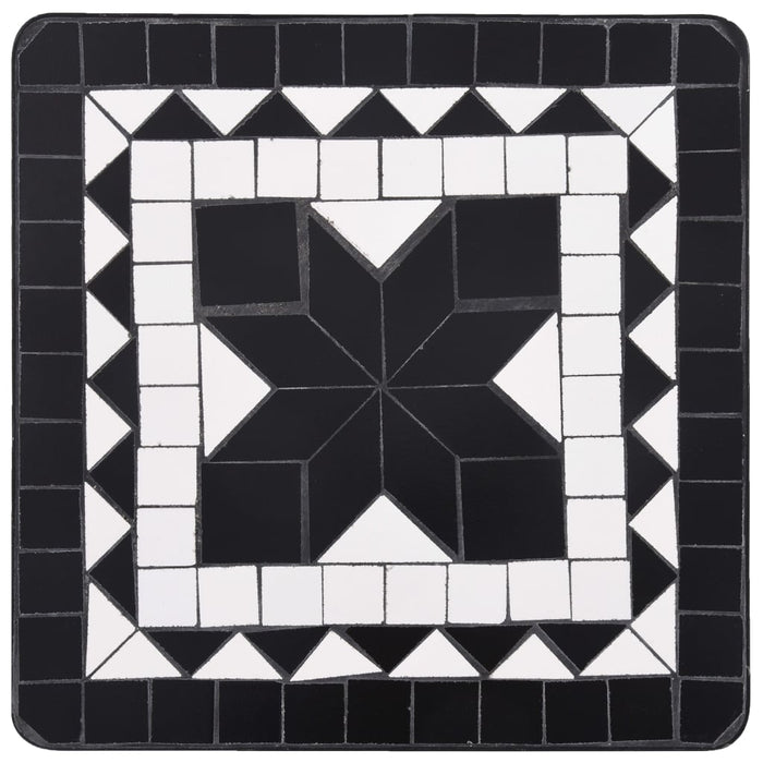 Tavolino di Servizio con Mosaico Nero e Bianco in Ceramica cod mxl 69457