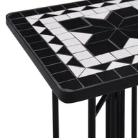Tavolino di Servizio con Mosaico Nero e Bianco in Ceramica cod mxl 69457