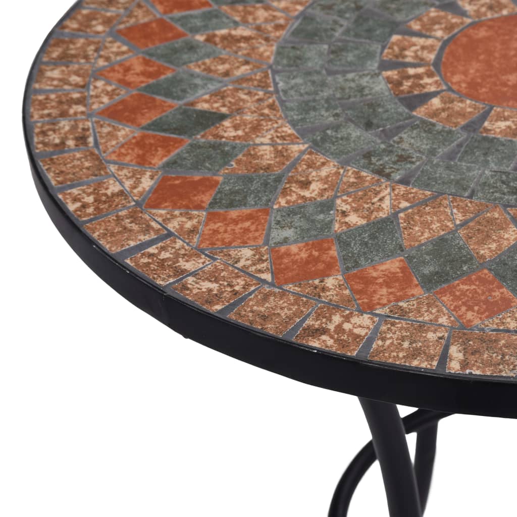 Tavolino da Bistrot con Mosaico Arancio/Grigio 60cm in Ceramica 46717