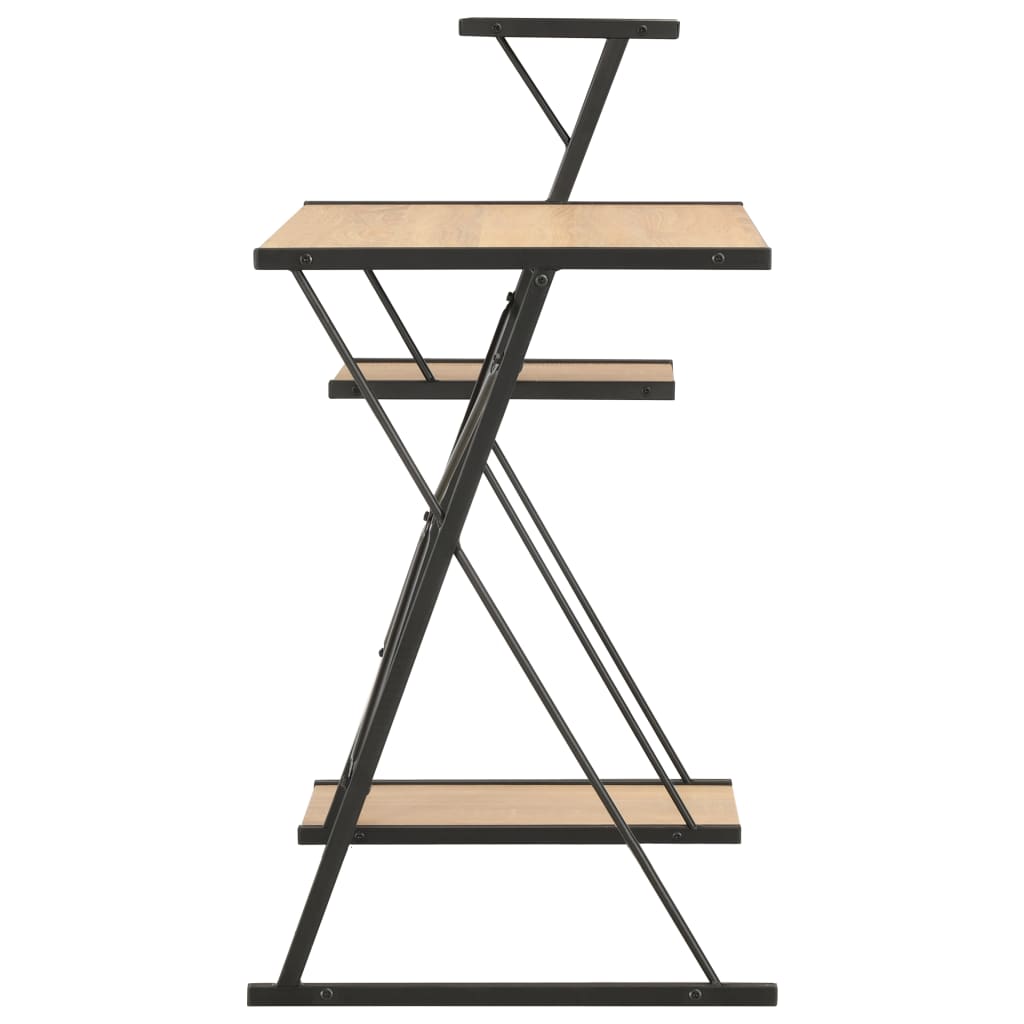 Scrivania con Ripiano Nera e Rovere 116x50x93 cm 20289