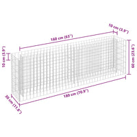 Gabbione Letto Rialzato in Acciaio Zincato 180x30x60 cm cod mxl 49615