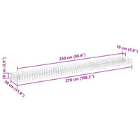Gabbione Letto Rialzato in Acciaio Zincato 270x30x10 cm 145636