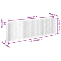 Gabbione Letto Rialzato in Acciaio Zincato 270x30x90 cm cod mxl 49625