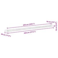 Gabbione Letto Rialzato in Acciaio Zincato 450x30x10 cm cod mxl 74384