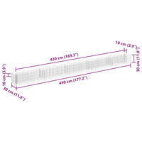 Gabbione Letto Rialzato in Acciaio Zincato 450x30x30 cm cod mxl 53417