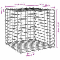 Gabbione Letto Rialzato a Cubo in Filo di Acciaio 60x60x60 cm