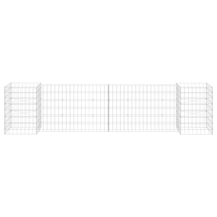 Gabbione Fioriera ad "H" in Filo di Acciaio-Vaso Gabbione in Acciaio 260x40x60 cm