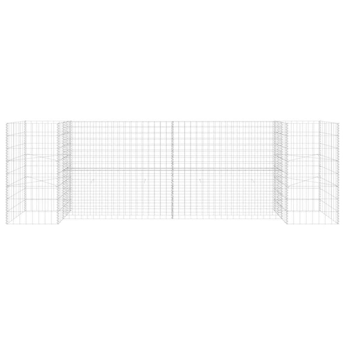 Gabbione Fioriera ad "H" in Filo di Acciaio-Vaso Gabbione in Acciaio 260x40x80 cm