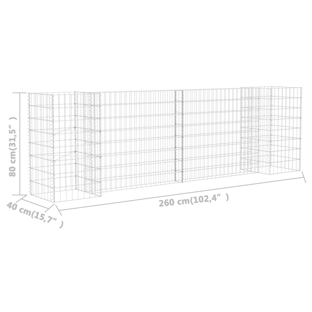 Fioriera in gabbione ad H 260 cm in filo d'acciaio 02_0000871