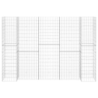 Gabbione Fioriera ad "H" in Filo di Acciaio-Vaso Gabbione in Acciaio 260x40x180 cm