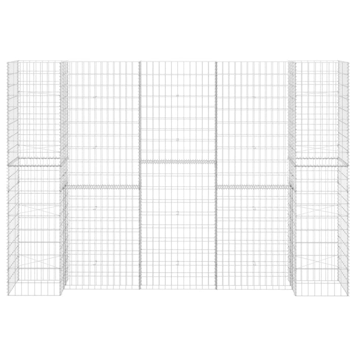 Gabbione Fioriera ad "H" in Filo di Acciaio-Vaso Gabbione in Acciaio 260x40x180 cm