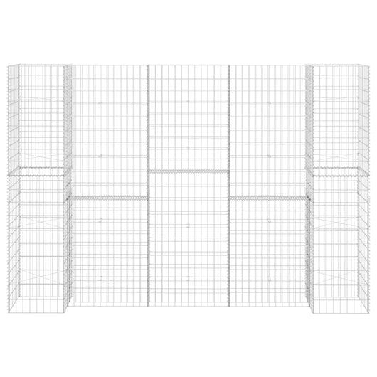 Fioriera in gabbione a forma di H Filo di acciaio 260 x 40 x 180 cm attrezzi per piante da giardino 02_0000867