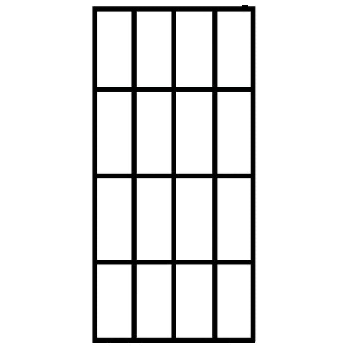 Parete doccia vetro temperato trasparente 100 x 195 cm acciaio inox nero 02_0003080