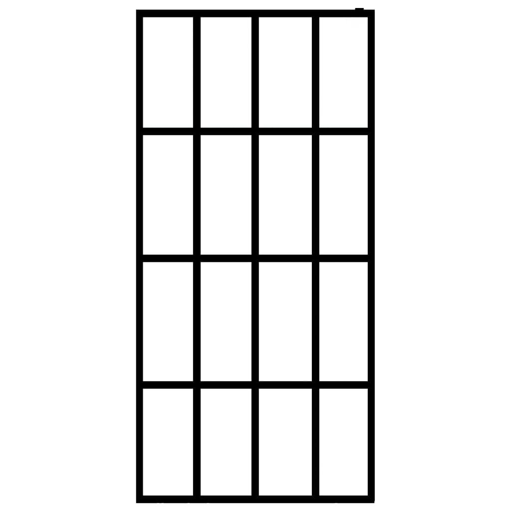 Parete doccia vetro temperato trasparente 140 x 195 cm acciaio inox nero 02_0003084