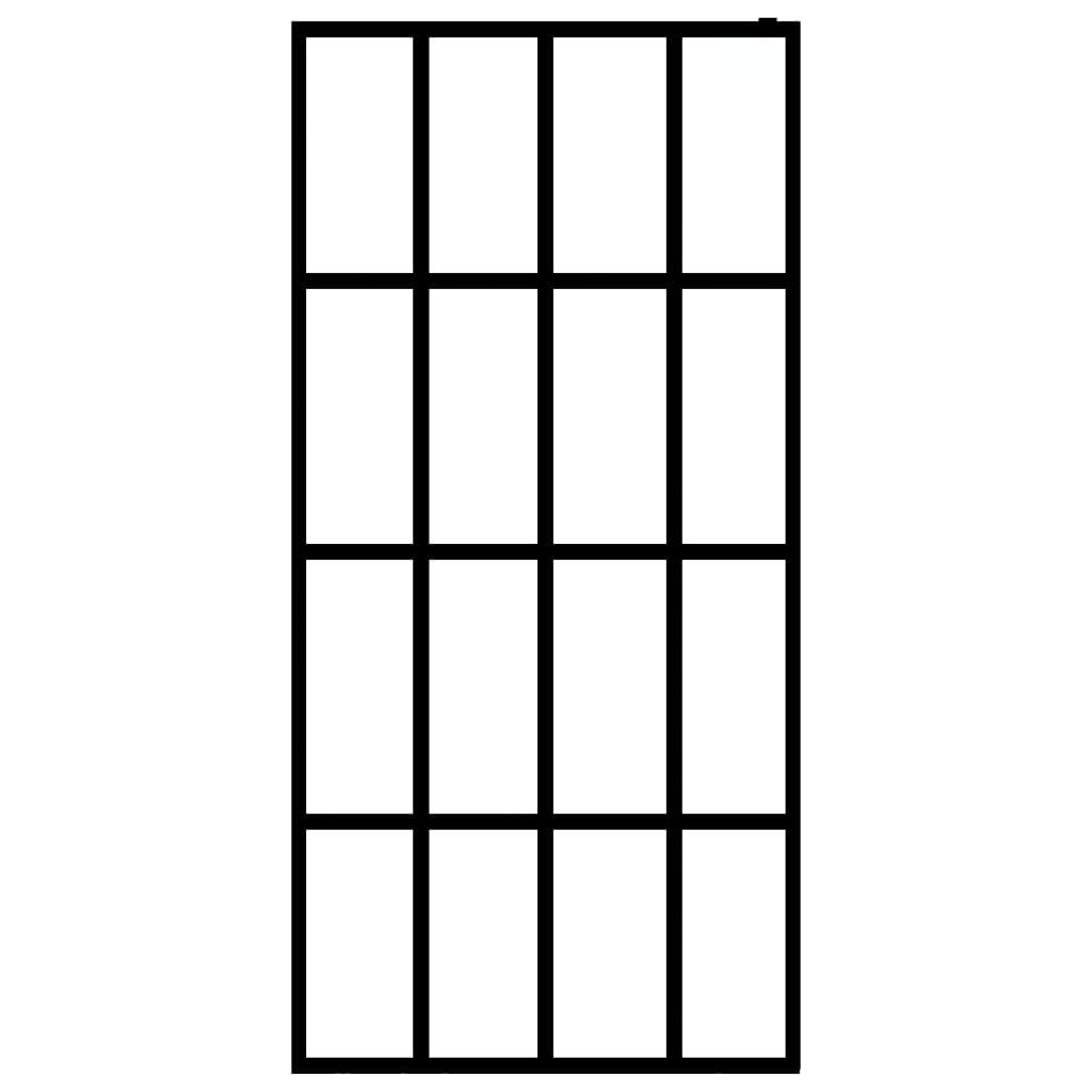 Parete doccia in vetro temperato satinato bagno 118 x 190 cm acciaio inox nero 02_0003072