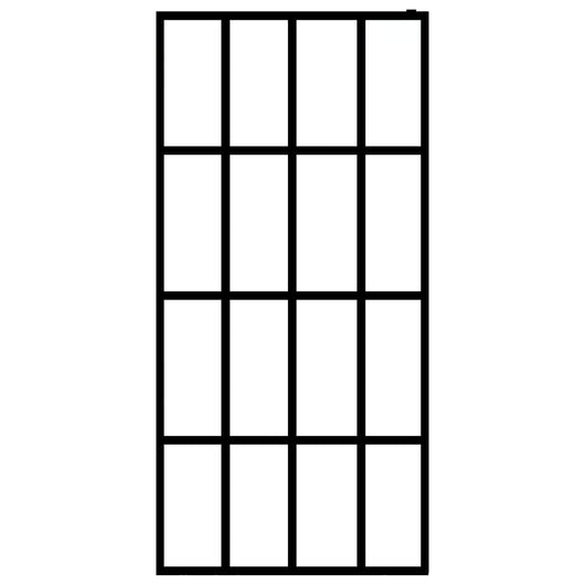 Parete doccia in vetro temperato satinato bagno 118 x 190 cm acciaio inox nero 02_0003072