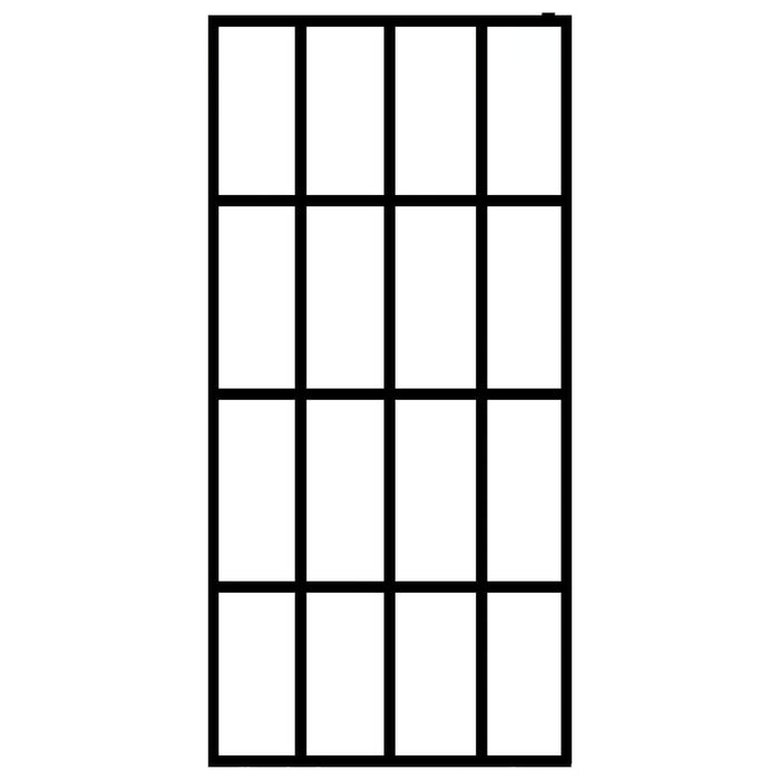 Parete doccia in vetro temperato satinato bagno 118 x 190 cm acciaio inox nero 02_0003072