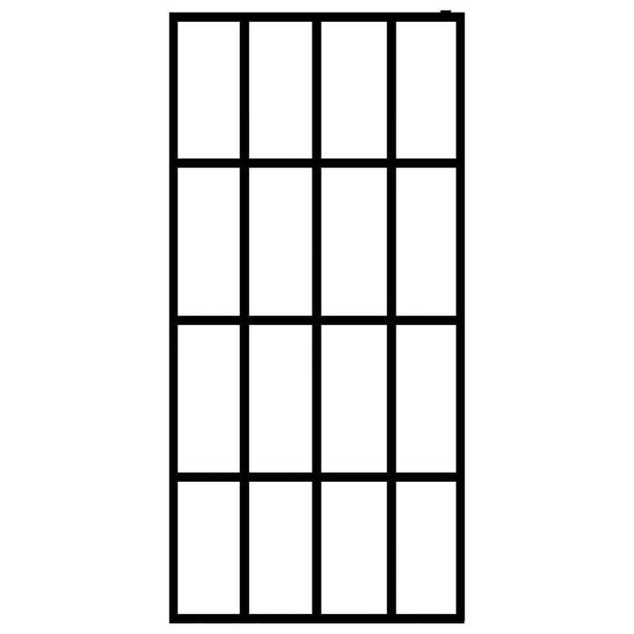 Parete doccia bagno in vetro temperato satinato 140 x 195 cm acciaio inox nero 02_0003074