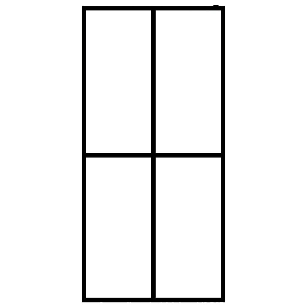 Parete doccia vetro temperato satinato 90 x 195 cm acciaio inox nero 02_0003079