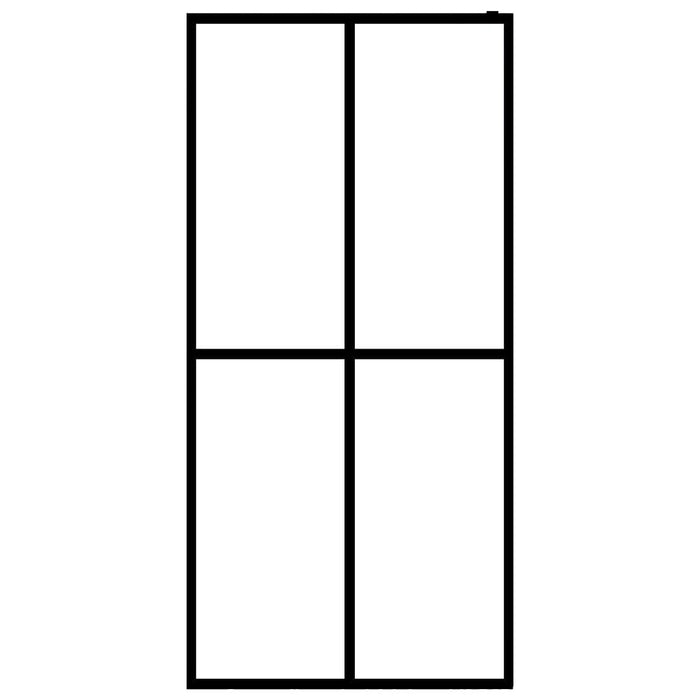 Parete doccia bagno in vetro temperato satinato 100 x 195 cm acciaio inox nero 02_0003071