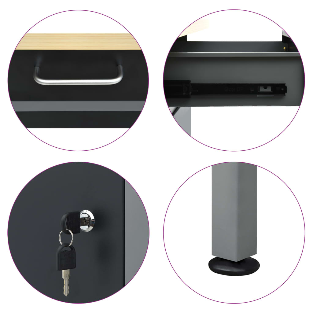 Banco da Lavoro Nero 160x60x85 cm in Acciaio cod mxl 53539