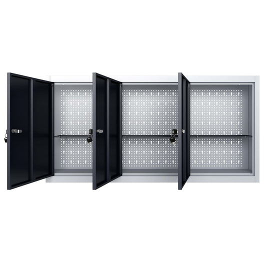 Armadio a Parete Stile Industriale in Metallo Grigio Nero 145353