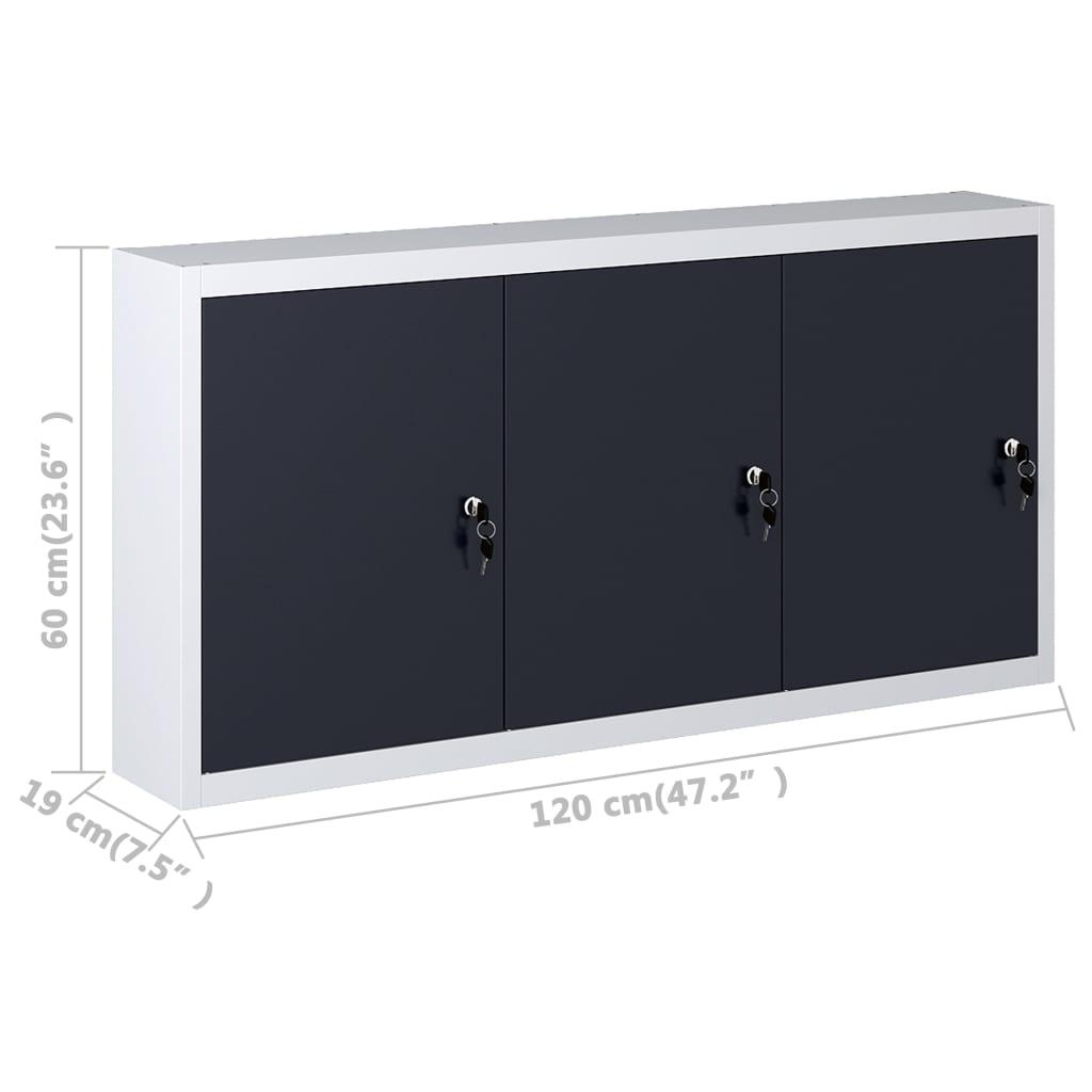 Armadietto per attrezzi da parete, organizer per attrezzi, per officina, stile industriale, 120 cm, metallo grigio e nero 02_0003806