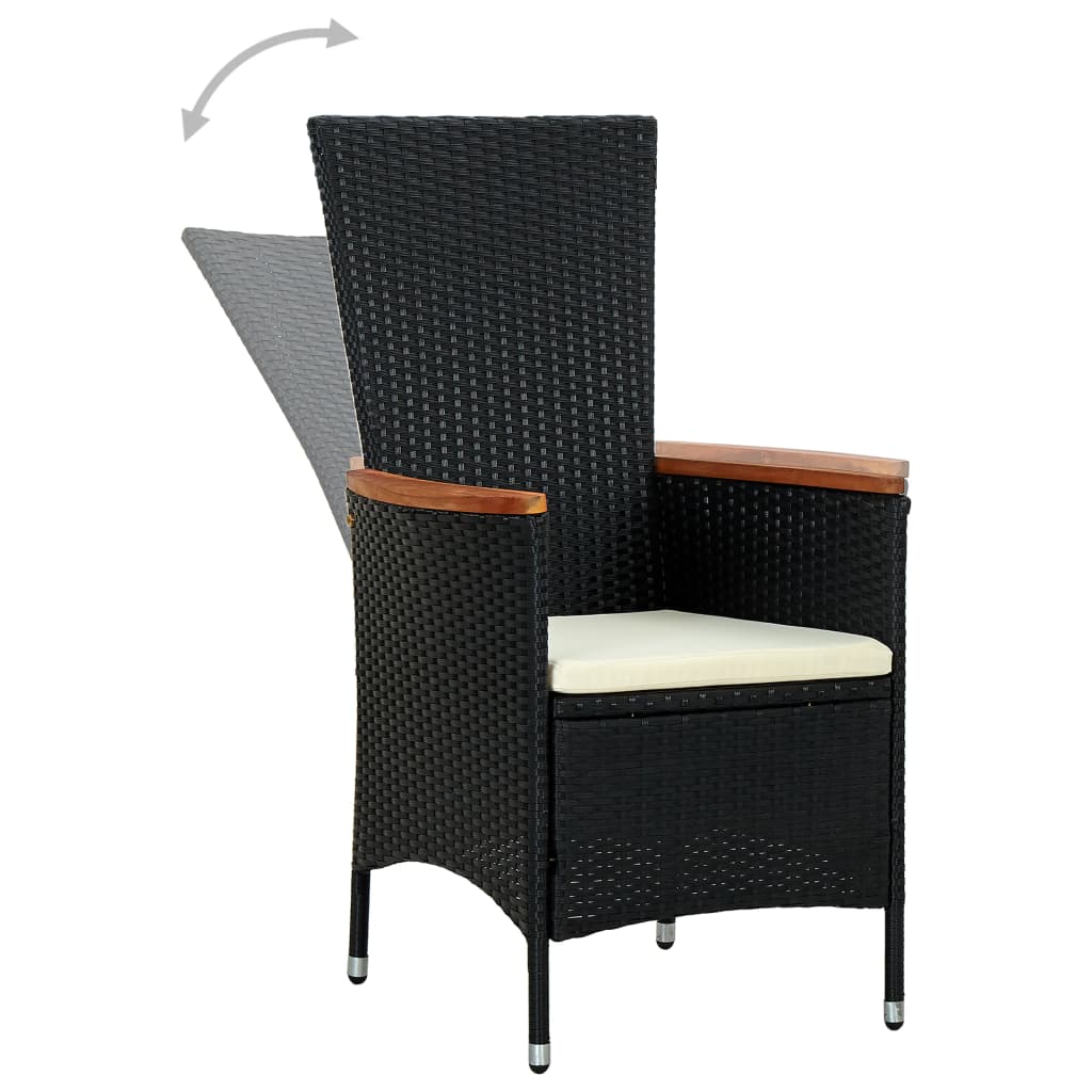 Set da Pranzo da Giardino 9 pz in Polyrattan e Acacia Nero 48014