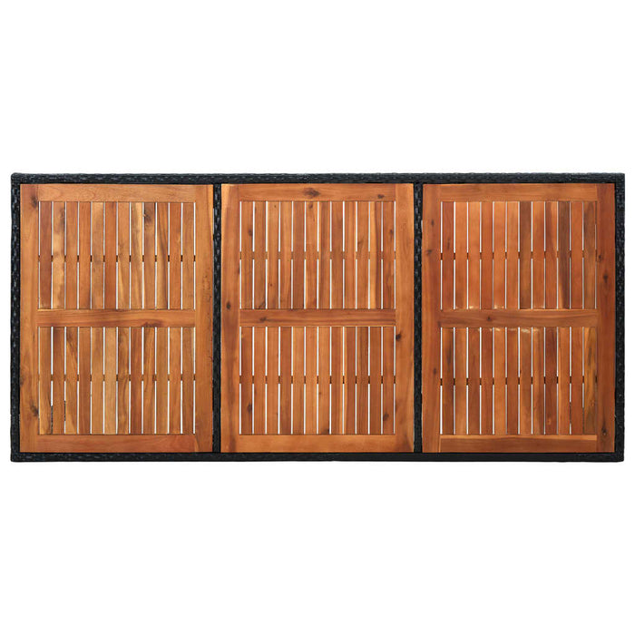 Set da Pranzo da Giardino 9 pz in Polyrattan e Acacia Nero 48014