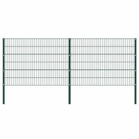 Pannello di Recinzione con Pali in Ferro 3,4x1,2 m Verde