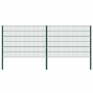Pannello di Recinzione con Pali in Ferro 3,4x1,2 m Verde