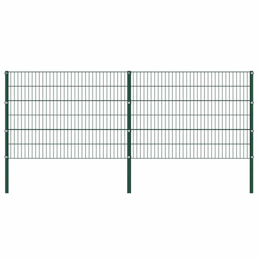 Pannello di Recinzione con Pali in Ferro 3,4x1,2 m Verde