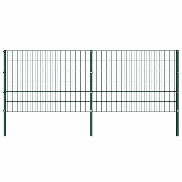 Pannello di Recinzione con Pali in Ferro 3,4x1,2 m Verde