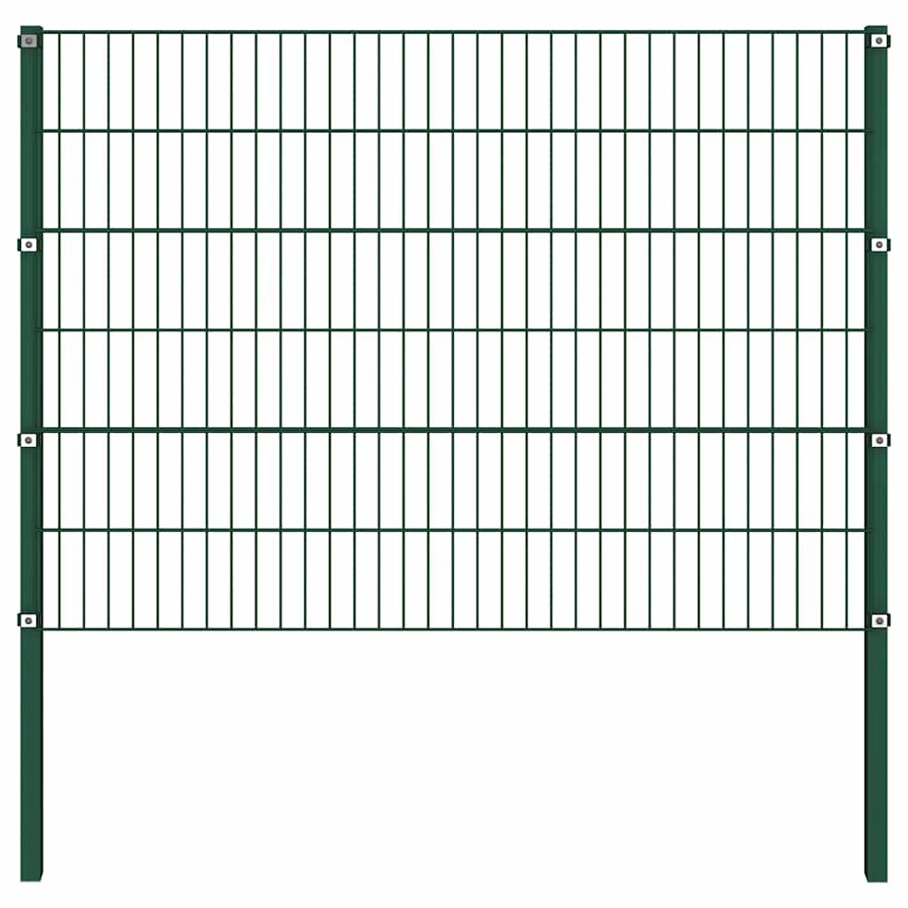 Pannello di Recinzione con Pali in Ferro 3,4x1,2 m Verde