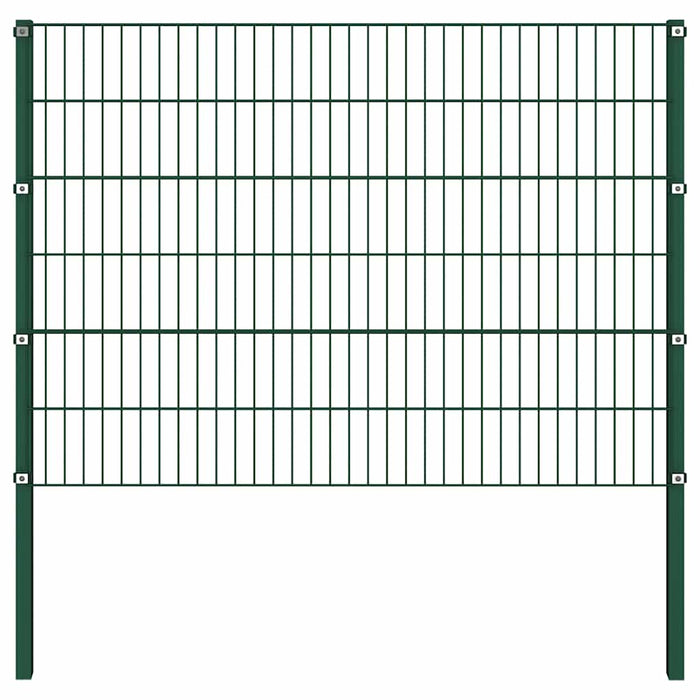 Pannello di Recinzione con Pali in Ferro 3,4x1,2 m Verde