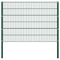 Pannello di Recinzione con Pali in Ferro 5,1x1,2 m Verde