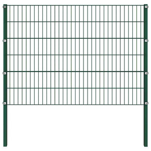 Pannello di Recinzione con Pali in Ferro 5,1x1,2 m Verde