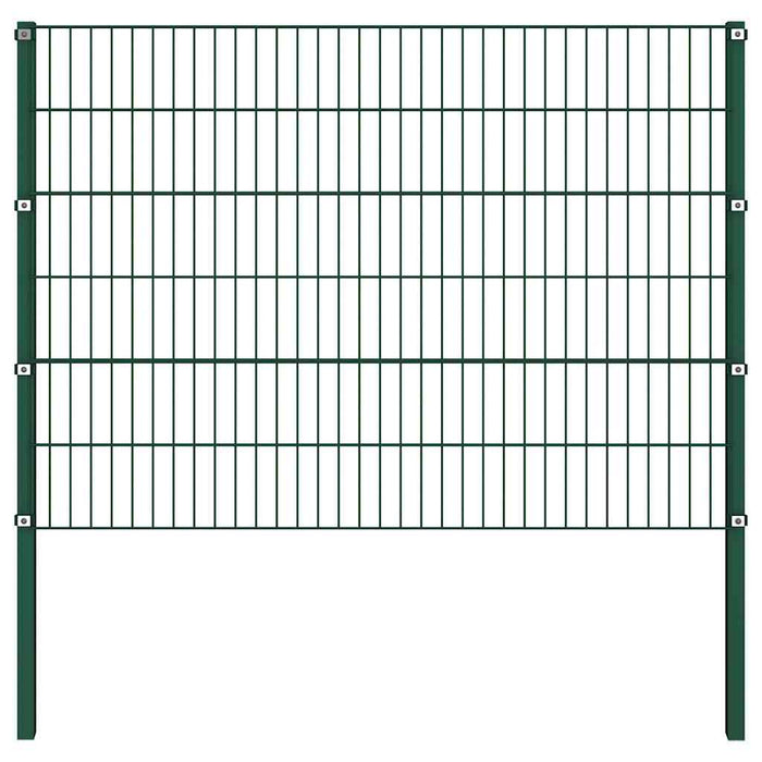 Pannello di Recinzione con Pali in Ferro 5,1x1,2 m Verde