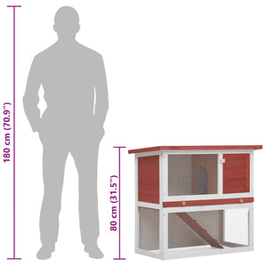 Conigliera per Esterni con 1 Porta Rosso in Legno 170833