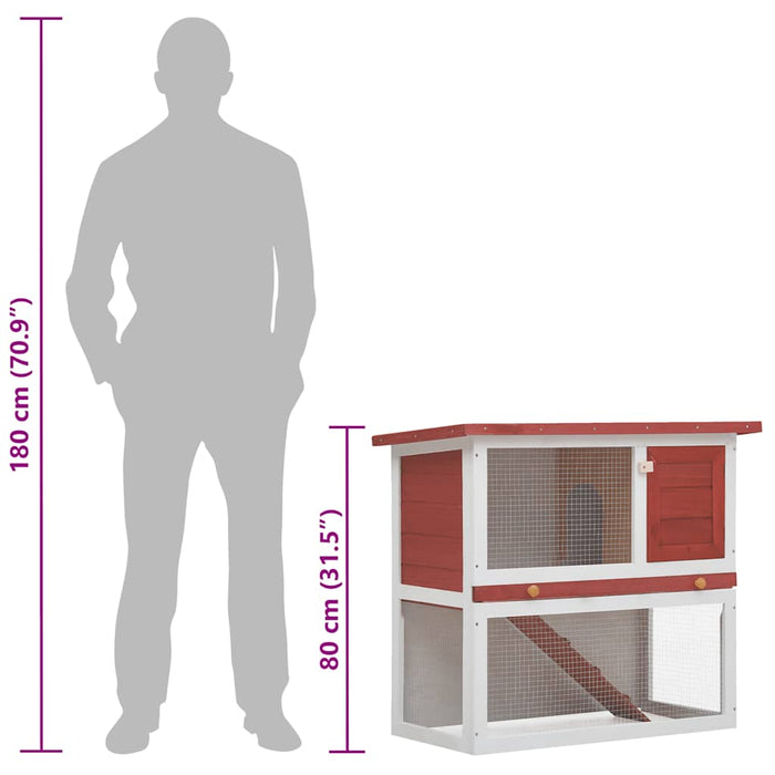 Conigliera per Esterni con 1 Porta Rosso in Legno 170833