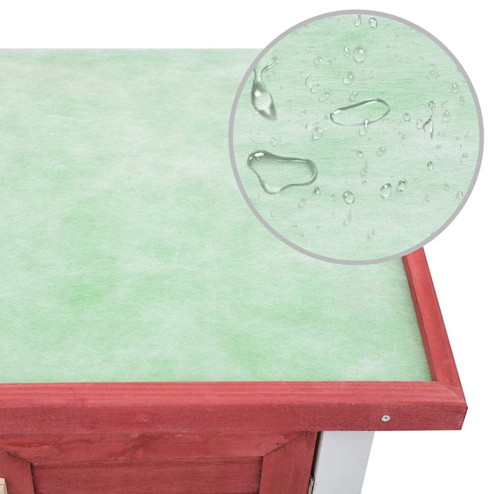 Conigliera per Esterni con 4 Porte Rosso in Legno 170836