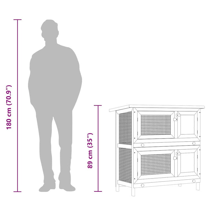 Conigliera per Esterni con 4 Porte Rosso in Legno 170836