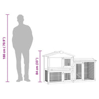 Conigliera per Esterni Grande Grigia e Bianca 145x45x84cm Legno 170840