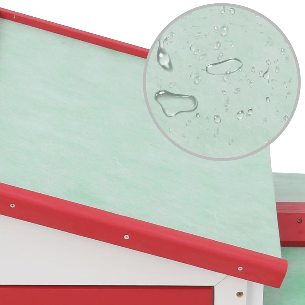 Gabbia da esterno grande rossa e bianca 145 x 45 x 85 cm in legno 02_0000608