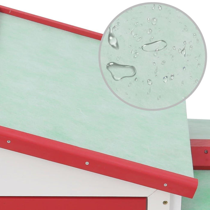 Gabbia da esterno grande rossa e bianca 145 x 45 x 85 cm in legno 02_0000608