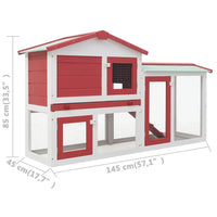Gabbia da esterno grande rossa e bianca 145 x 45 x 85 cm in legno 02_0000608