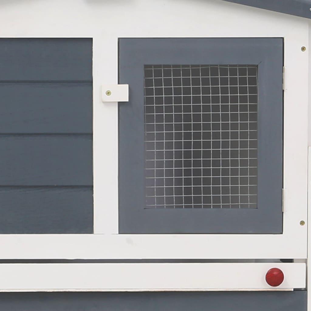 Gabbia da esterno grande grigia e bianca 204 x 45 x 85 cm in legno 02_0000605