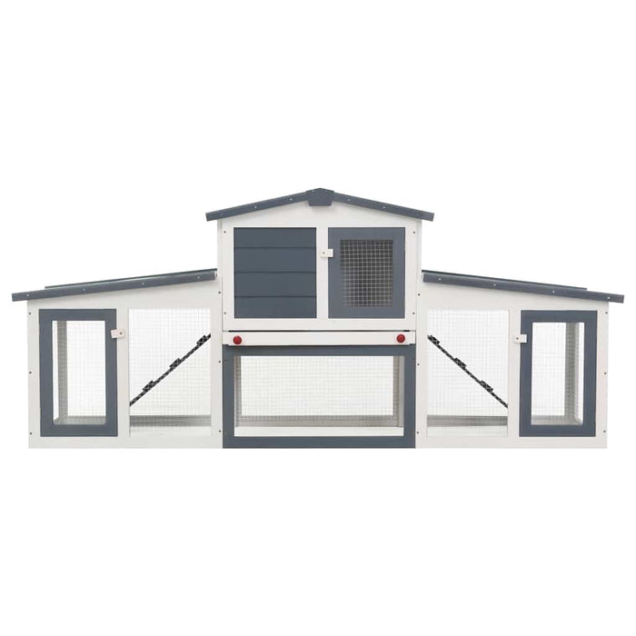 Conigliera per Esterni Grande Grigia e Bianca 204x45x85cm in Legno cod mxl 51567
