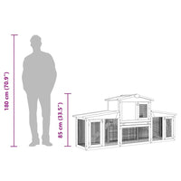 Conigliera per Esterni Grande Grigia e Bianca 201x45x85cm in Legno 170843